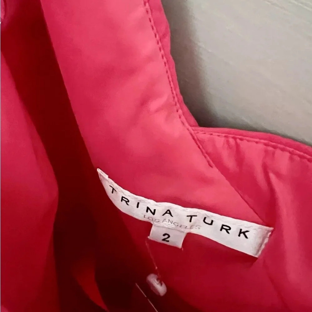 NWT Trina Turk Single Shoulder Coral Cocktail Dress Size 2 - Picture 4 of 6